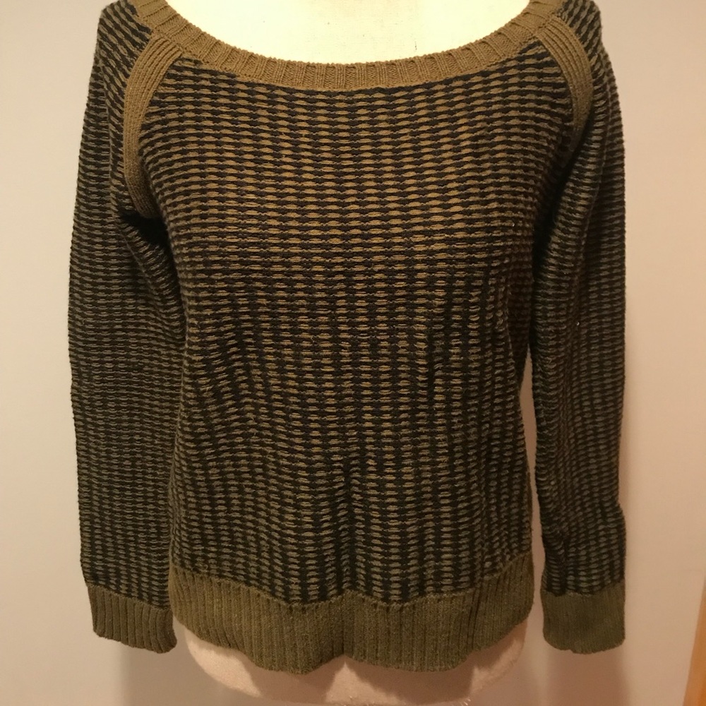 Pieces by Kenzie Olive & Black Knit Sweater XS